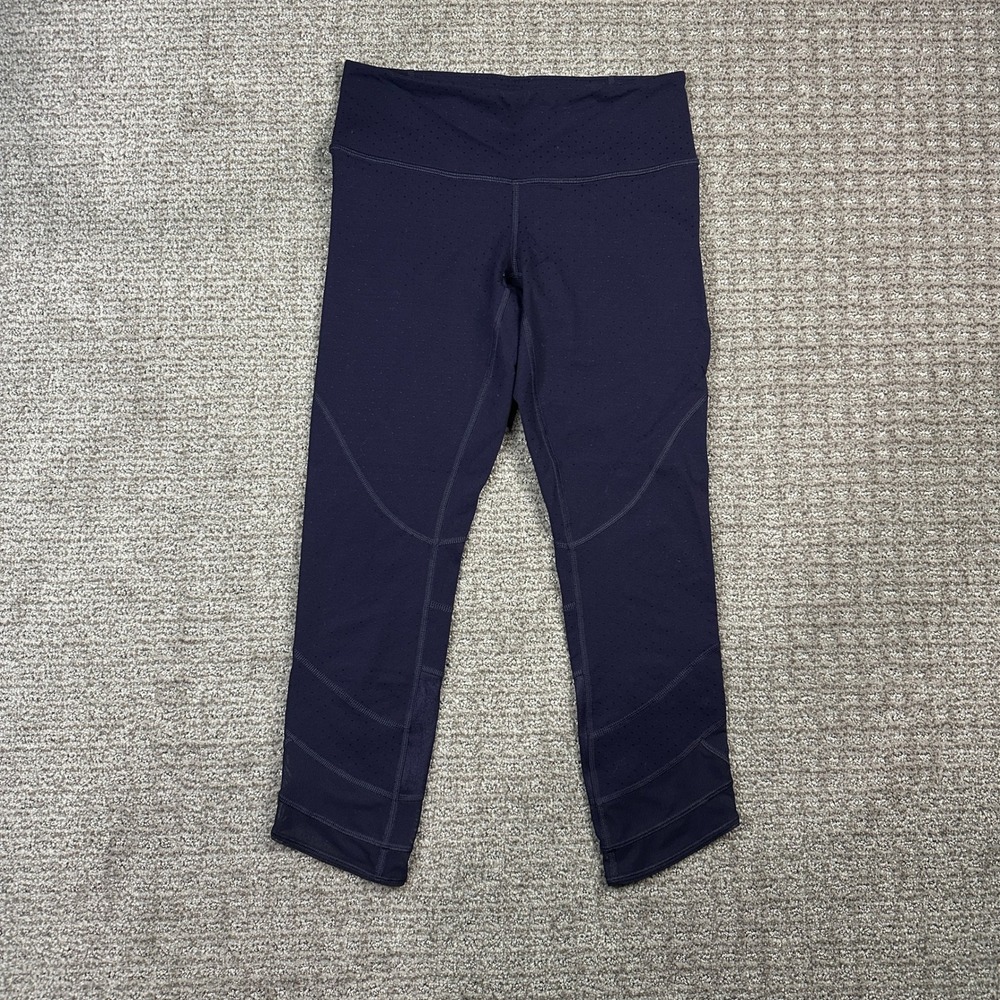 Lululemon Tight Stuff Tight II Purple Perforated Crop Leggings Womens 6